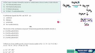 7 or IUPAC name of product formed by reaction of methyl amine  class12chemistry sample paper [upl. by Bathilda]