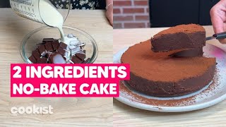 2 INGREDIENTS nobake ganache cake 😍🍫 [upl. by Raseda813]