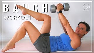 Pilates BAUCH Training mit Hantel  Gewichten  8 Min Workout auch für Pilates Anfänger [upl. by Wanyen]