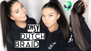 HOW TO DUTCH BRAID PONYTAIL  Easy Hairstyle [upl. by Pip451]