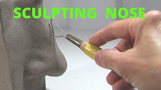 Sculpting the nose in clay Sculpting in a water based clay Tutorial [upl. by Daza]