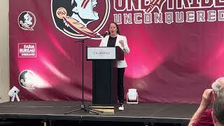 FSU lacrosse  Sara Tisdale is introduced to community outlines her plan to build program [upl. by Ashien]