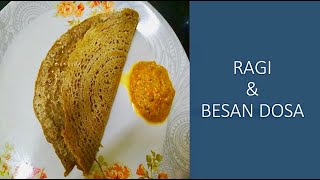 Ragi amp chickpeaBesan Dosa  Ragi amp Besan chilla  Indian Vegan recipe  Diabetics friendly [upl. by Aihsenak]