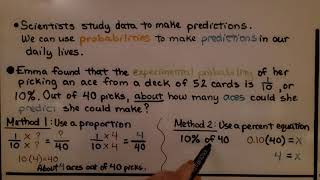 7th Grade Math 124a Using Experimental Probability to Make Predictions [upl. by Trammel824]