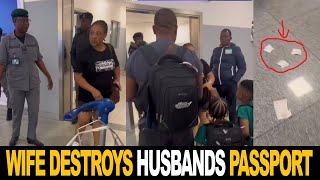 Angry Nigerian Woman Tear Husbands Passport To Shreds At The Airport [upl. by Yug]