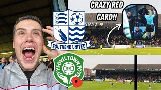 SOUTHEND VS YEOVIL01 CRAZY DOUBLE RED CARD DOOMS SHRIMPERS FINE RUN [upl. by Jeffrey]