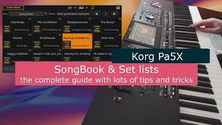 Korg Pa5X tutorial SongBook amp Set lists complete guide [upl. by Frida261]