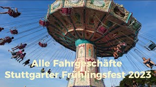 Alle Fahrgeschäfte Stuttgarter Frühlingsfest 2023 [upl. by Miran]