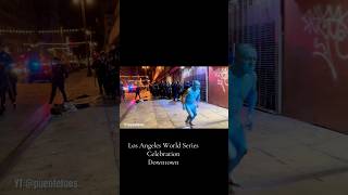 Iconic blue man running away from cops during ￼Los Angeles World Series Celebrations in Downtown [upl. by Sindee]