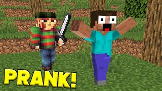 FREDDY KRUEGER PRANK in Minecraft THEY SCREAMED [upl. by Tollmann]