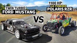 Worlds Fastest 1100hp 2JZ Polaris RZR vs Lia Blocks AWD 1400hp Mustang  Hoonicorn vs The World 2 [upl. by Amimej]