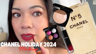 NEW Chanel Holiday 2024 Collection Prices Swatches Review PLUS Chanel No 5 Beige Gold Body Oil [upl. by Yruy]