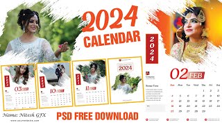 2024 Calendar PSD Free Download  Nitesh GFX [upl. by Balthasar70]