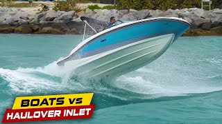 SMALL BOAT TAKES A BEATING AT HAULOVER INLET  Boats vs Haulover Inlet [upl. by Noyr]