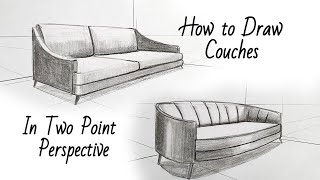 How to Draw Couches in Two Point Perspective [upl. by Rundgren]