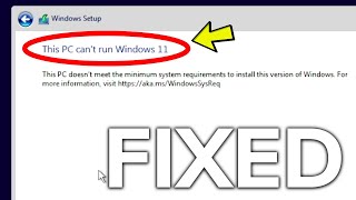 Fix This PC cant run Windows 11 Bypass TPM and Secure Boot  Easiest Method [upl. by Annahsohs486]