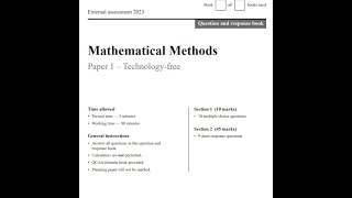 Maths Methods QCAA external exam 2023 tech free Q910 [upl. by Lodnar]