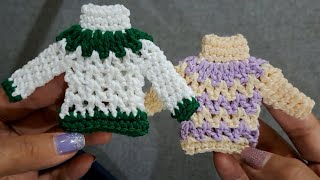 24 How to crochet mini christmas sweater ornament [upl. by Eustashe419]