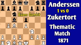 Anderssen vs Zukertort  Thematic Match 1871 chess [upl. by Brick]