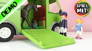 Playmobil Pferdetransporter NEU Pferde Film mit Hannah Vogel  Aufbauen  Demo  Spiel mit mir [upl. by Talanian]