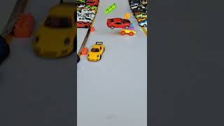 Porache And Camaro Vs Blocks automobile police hotwheels [upl. by Nylidnarb]