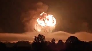 Ukrainian drones blow up a Russian ammunition depot in the Tver region [upl. by Hanoy808]