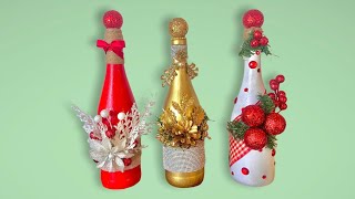 3 Botellas de Vino para regalar o vender Navidad 2021 Adornos navideños Diy Artesanato [upl. by Yecram]