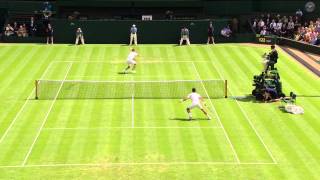 Incredible Rally at Wimbledon 2013 Novak Djokovic v Florian Mayer [upl. by Rozina]