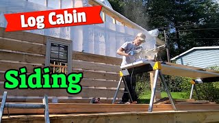 Ep 23 Master the Art of Hanging Hemlock Siding Solo for Your Log Cabin Build logcabinbuild [upl. by Nekcerb]