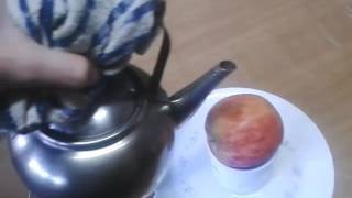 Look what happens when pouring hot water on an apple [upl. by Erdna]