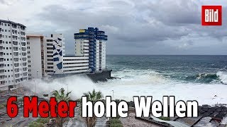 Monsterwelle auf Teneriffa reißt Balkon ab [upl. by Fanny]