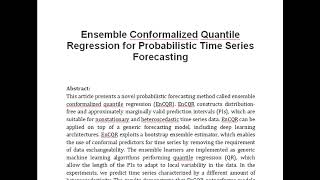 Ensemble Conformalized Quantile Regression for Probabilistic Time Series Forecasting [upl. by Crosby]