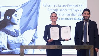 Iniciativa brindará seguridad social a trabajadores de plataformas Conferencia presidenta Sheinbaum [upl. by Pacien]