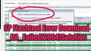 SP FLASH TOOLS 2004 ERROR FIX [upl. by Ekud]