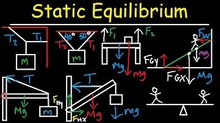 Static Equilibrium  Tension Torque Lever Beam amp Ladder Problem  Physics [upl. by Namrej]