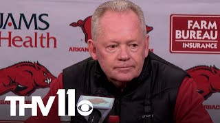 Bobby Petrino gets emotional talking return to Arkansas [upl. by Schwing775]