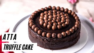 Eggless Atta Chocolate Truffle Cake  OilFree Wheat Truffle Cake [upl. by Michi]