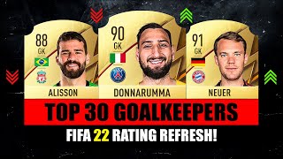 FIFA 22  TOP 30 BEST GOALKEEPERS RATING 😱🔥 ft Alisson Donnarumma Neuer… [upl. by Reviel]