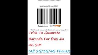 TrickGenerate Jio Barcode From Every 2G3G4G Phones [upl. by Adnilema147]