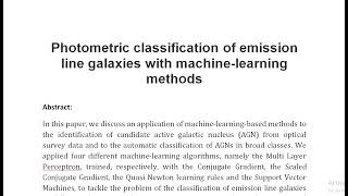 Photometric classification of emission line galaxies with machine learning methods [upl. by Lama91]