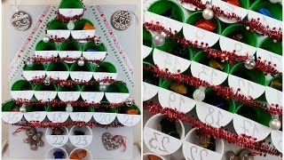 TUTORIAL CALENDARIO dellAVVENTOALBERO di NATALE con BICCHIERI DIY [upl. by Amikehs]