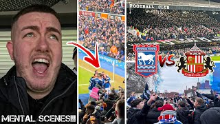 IPSWICH TOWN VS SUNDERLAND  21  FANS LET OFF PYROS amp INSANE LIMBS AS TOWN SCORE LATE WINNER [upl. by Ahsekar204]