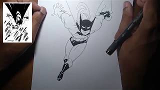 Darwyn Cooke style Batman Drawing and Inking [upl. by Adikram]