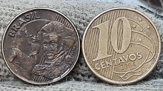 MOEDA VALIOSA COM ESSE DEFEITO VOCÊ TEM UMA 10 CENTAVOS ANO 2004 OLHA O VALOR 💲 100 A 120 REAIS 💰 🙌 [upl. by Nosniv]