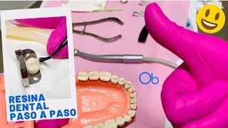 COLOCACIÓN DE RESINA DENTAL PASO A PASO [upl. by Yelhak]