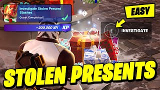 How to EASILY Investigate Stolen Present Stashes  Fortnite Winterfest Quest [upl. by Andrea]