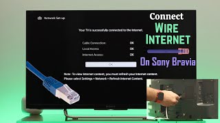 How to Connect Sony Bravia TV To Wired LAN Internet Network Setup Ethernet [upl. by Aveneg]