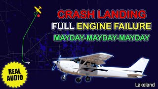 MAYDAY Full engine failure Cessna Skyhawk makes emergency landing in a field Real ATC [upl. by Loresz390]