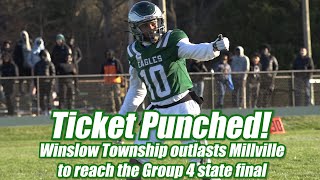 Winslow Township 13 Millville 7  Football  Group 4 State Semifinal  Eagles reach 1st state final [upl. by Ymled]