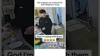 Jungkook was confused first then followed jin hyung😂 youtubeshorts bts btsshorts shortsytshorts [upl. by Bryan533]